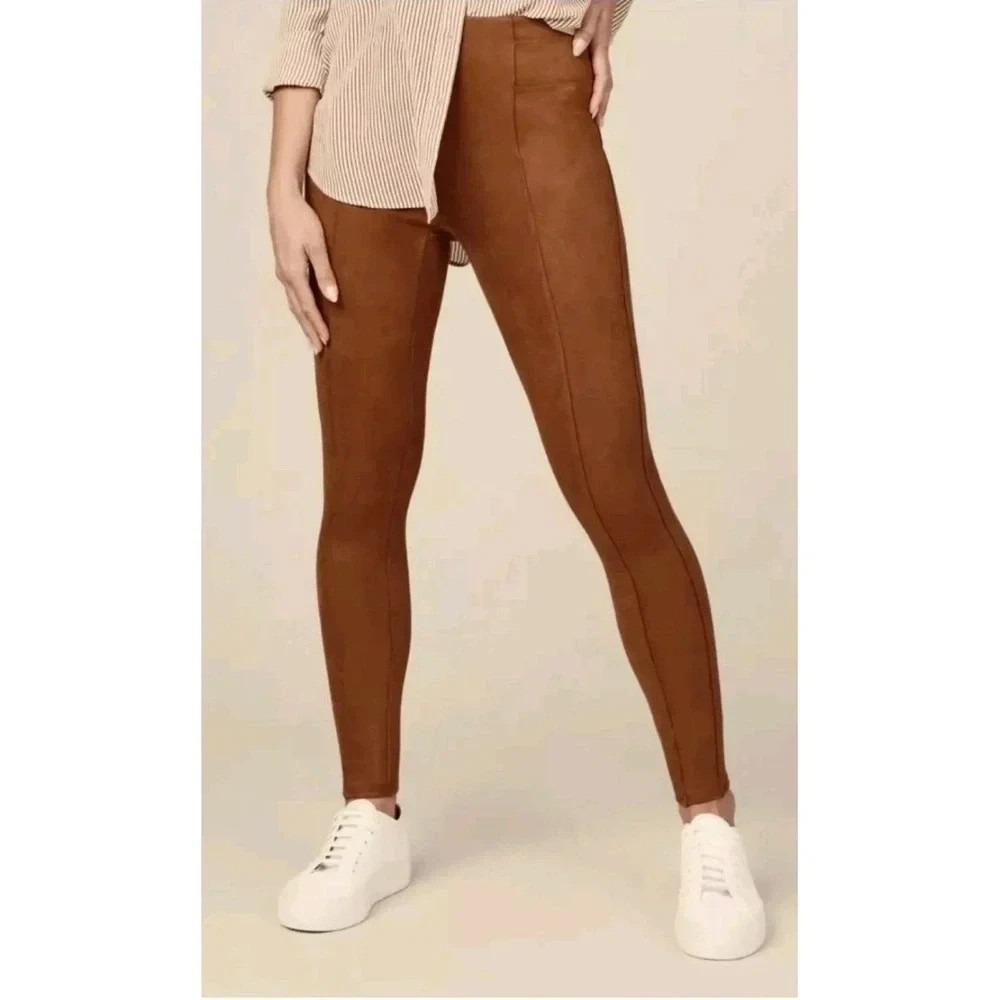 Spanx Faux Suede Leggings Rich Caramel High Rise Pull On Pant Soft Size 2X NWT